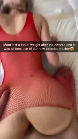 behind Clapping unprotected Caption Family Fishnet Hardcore MILF Mom Son Taboo Porn GIF